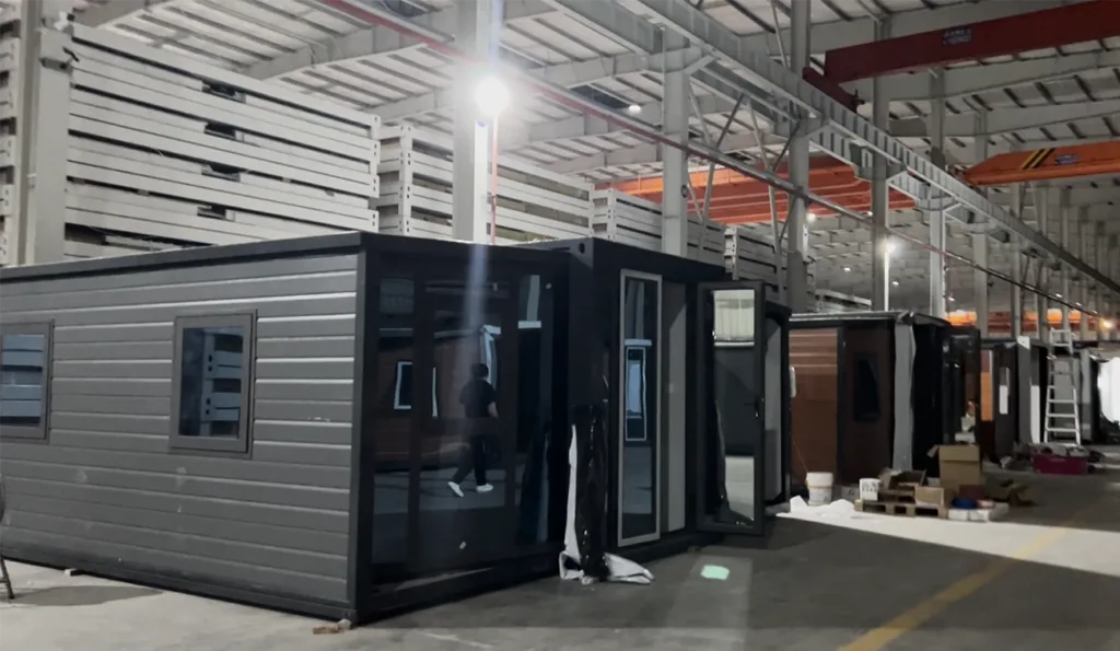 Expandable container house factory prefabrication site
