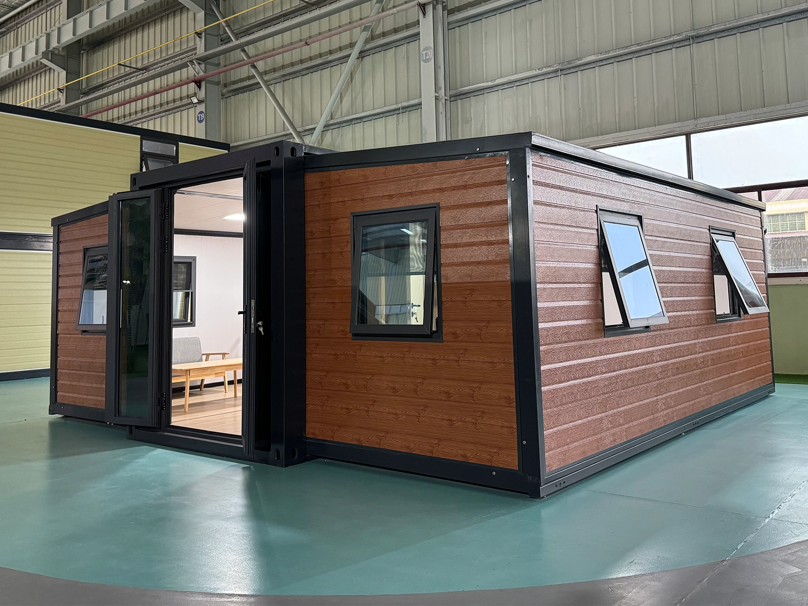 Side view of expandable container house