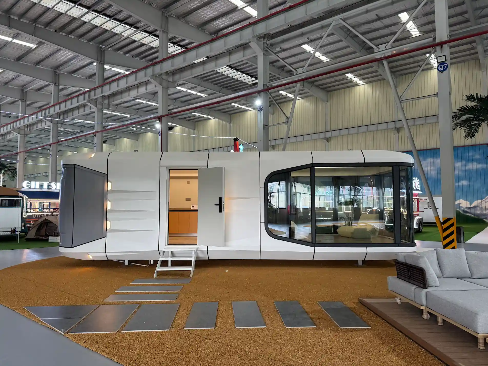 GS Housing sustainable modular home with solar panels.