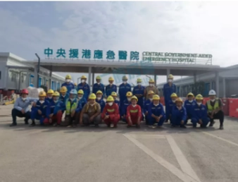 Emergency medical teams operating in disaster zone with limited infrastructure