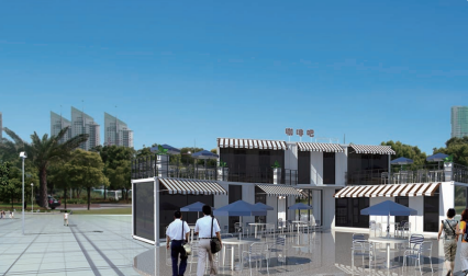 GS Housing expanded unit used as pop-up retail kiosk in commercial zone GS Housing expanded unit used as pop up retail kiosk in commercial zone