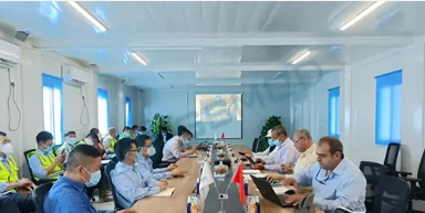 Completed expandable container worker camp supporting ongoing construction project