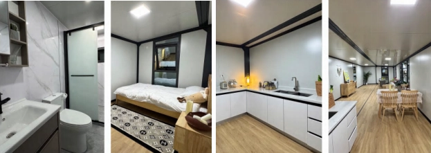 Interior layout of expandable home used as temporary living and permanent guest suite