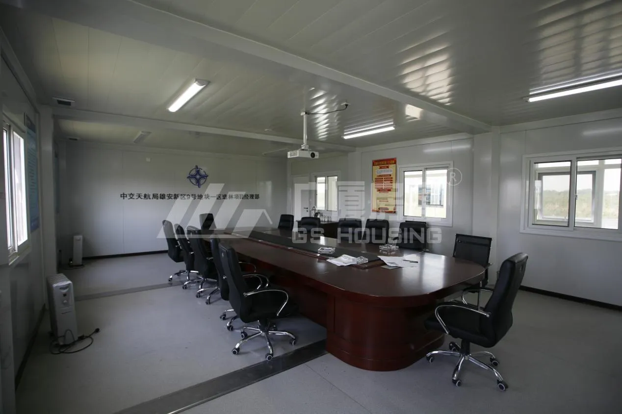 Interior view of a 27.5㎡ GS Mini 700 expandable container home configured for living and working