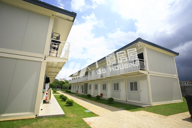 Modular container housing project with multiple connected residential units
