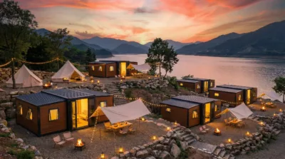 Modular Container Hotels for Tourism: Build Fast, Catch the Season, Don’t Miss the Moment 4 Modular container hotel blending with forest views