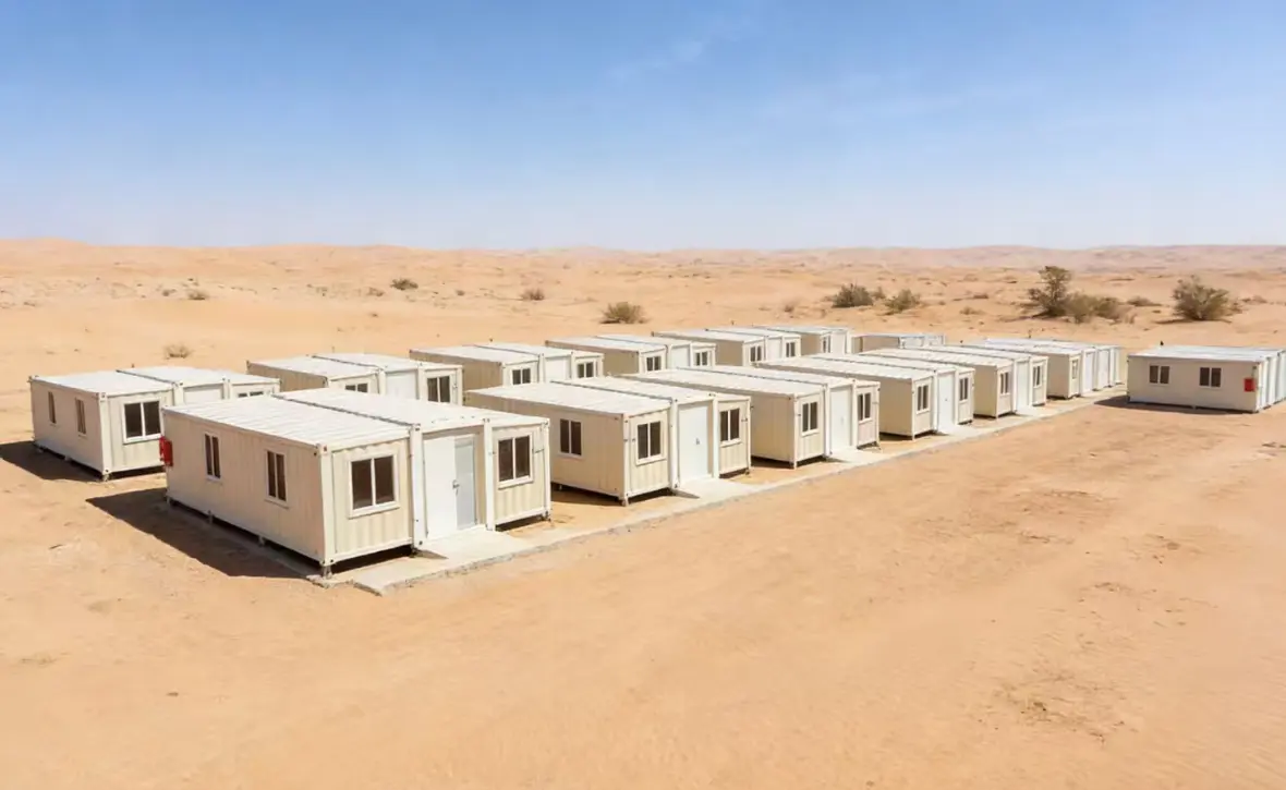 Desert container home & expandable container house in extreme desert climate