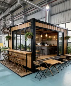 8 Expandable Container House Applications: From Backyard Living to Mining Camps | GS Housing 15 Expandable container house application as a pop-up coffee shop