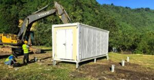 container house installation on ground screw foundation for prefab home sites