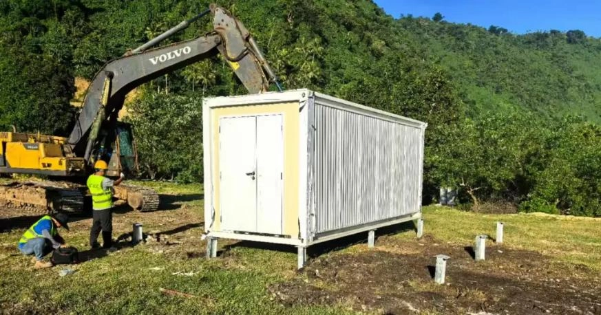 Expandable container house fast installation process on overseas project site