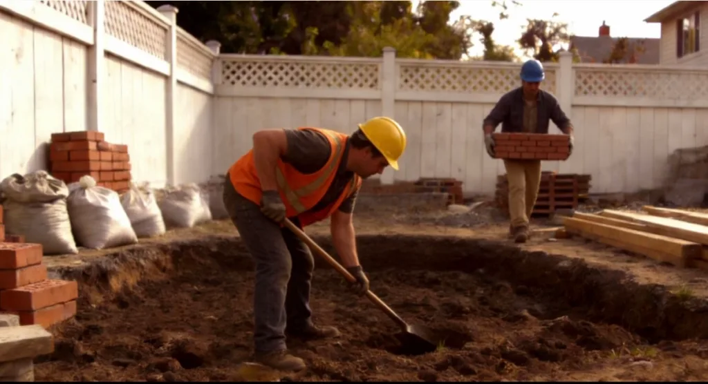 Traditional ADU construction in a backyard