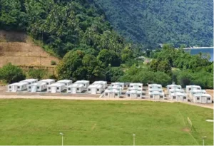 Expandable container house for construction camp folding and unfolding structure