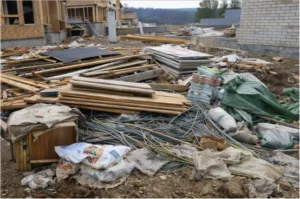 Traditional construction site material waste and poor storage conditions