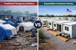 Expandable Container Homes for Government Emergency Housing & Disaster Relief 3 Temporary shelter for disaster relief using expandable container homes vs traditional solutions