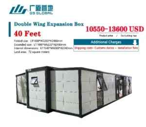 20ft & 40ft Expandable Container House Price Australia | GS Housing Double Wing Expansion Boxes 6600-13600 USD