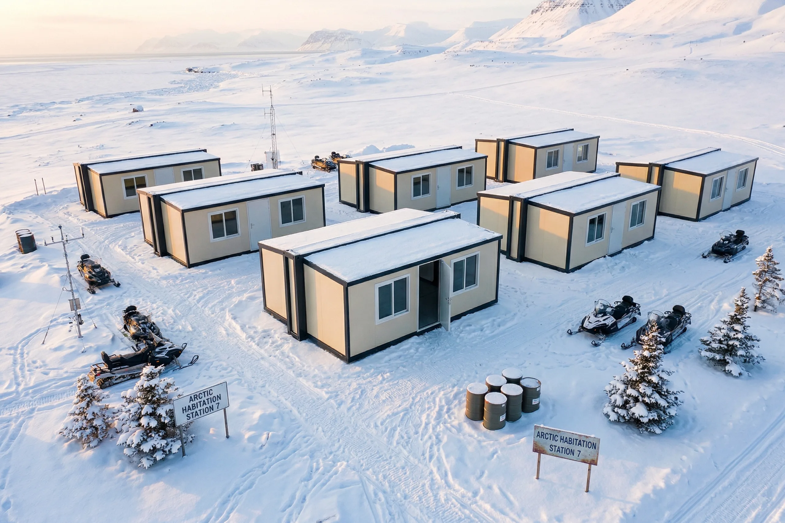 700 Small Expandable Container House installed in cold climate for modular housing