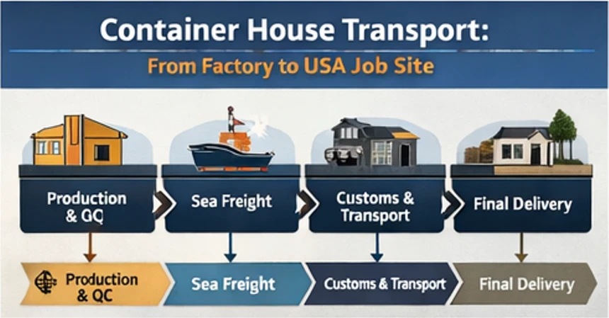 Do Container Buildings Hold Value? Lifespan, Maintenance Cost & Resale for US Commercial Projects 12 Container house transport process from factory to USA job site