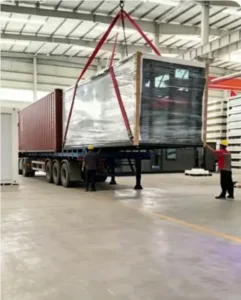 Folded container homes for rental ready for transport to US projects