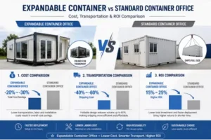 Expandable container vs standard container office comparison for cost transport and ROI