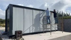 Aruba Expandable Container House Project--GS Housing 3 Expandable container house installation in Aruba with 20ft modular units on-site assembly (1)